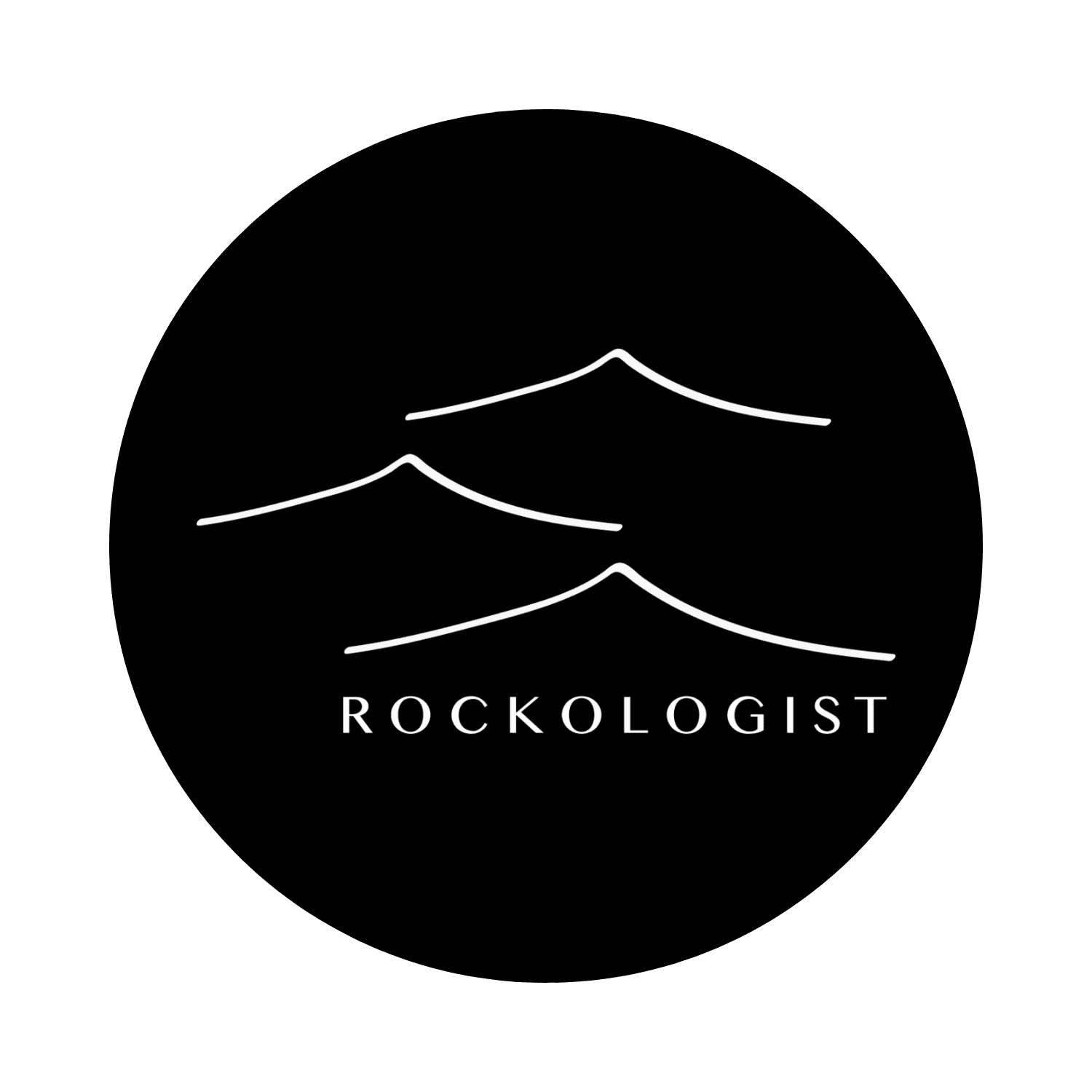 ROCKOLOGIST Big Logo White (BG Black Round)